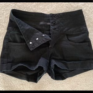 High-waist black shorts